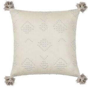 LEMIEUX ET CIE Le Buci Stitch Tasseled Linen Throw Pillow Natural Down Filled